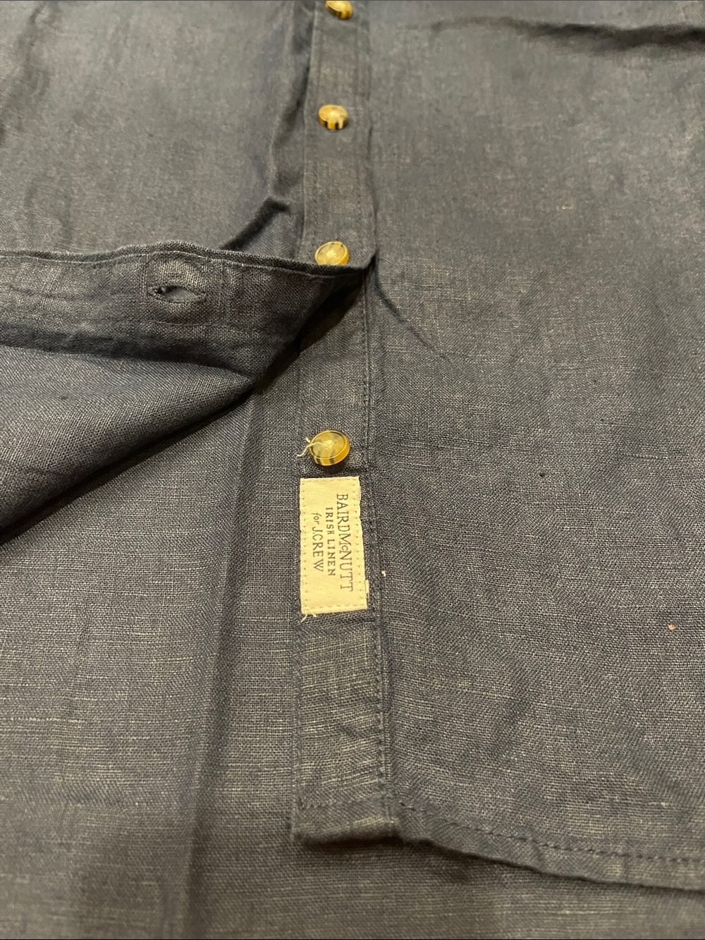 J. Crew Navy Short-Sleeve Button-Front Linen Shirt - Picture 5 of 7